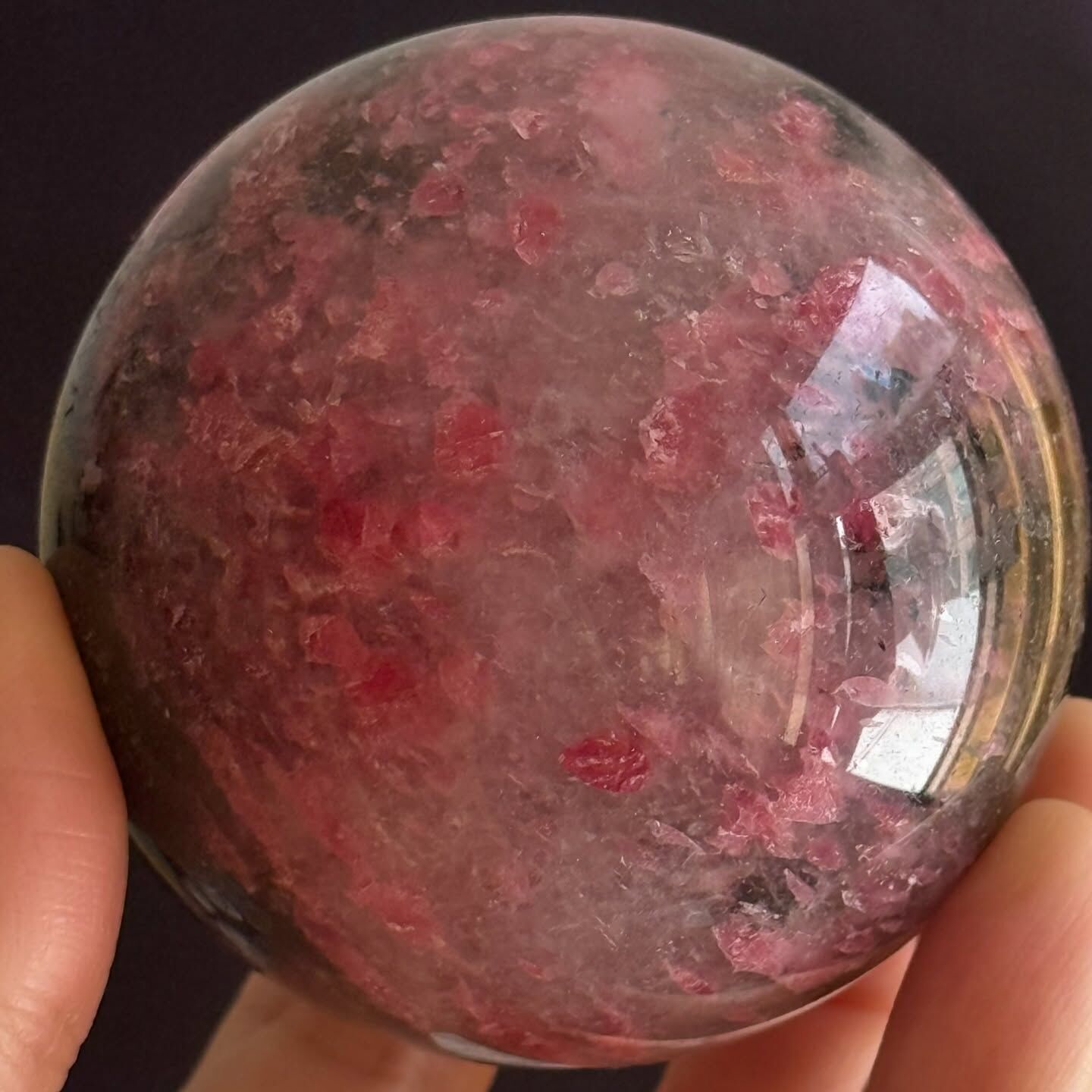 [原石] 薔薇輝石 水晶球 附底座