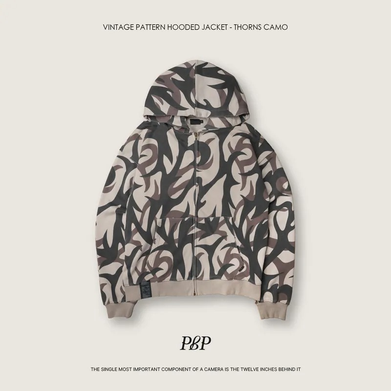 P.B.P VINTAGE PATTERN HOODED JACKET