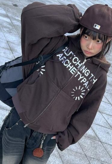 英文字連帽拉鍊外套(抓毛底) GATHER-053JK