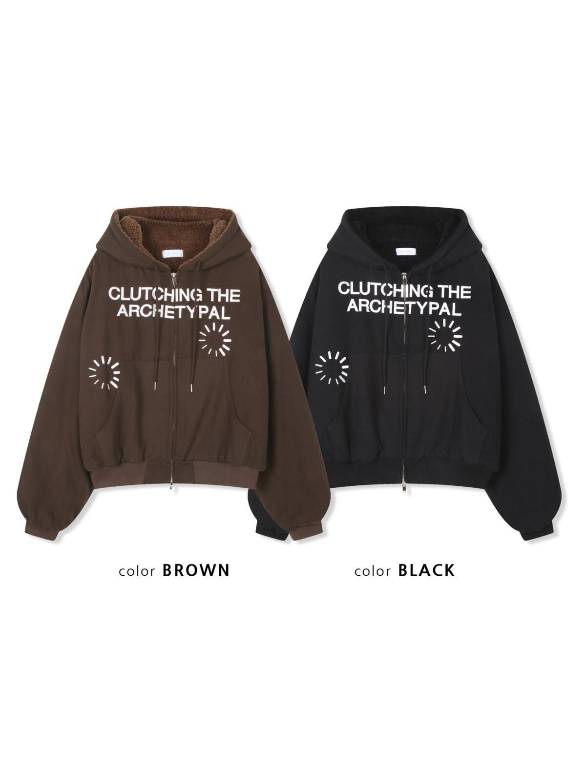 英文字連帽拉鍊外套(抓毛底) GATHER-053JK