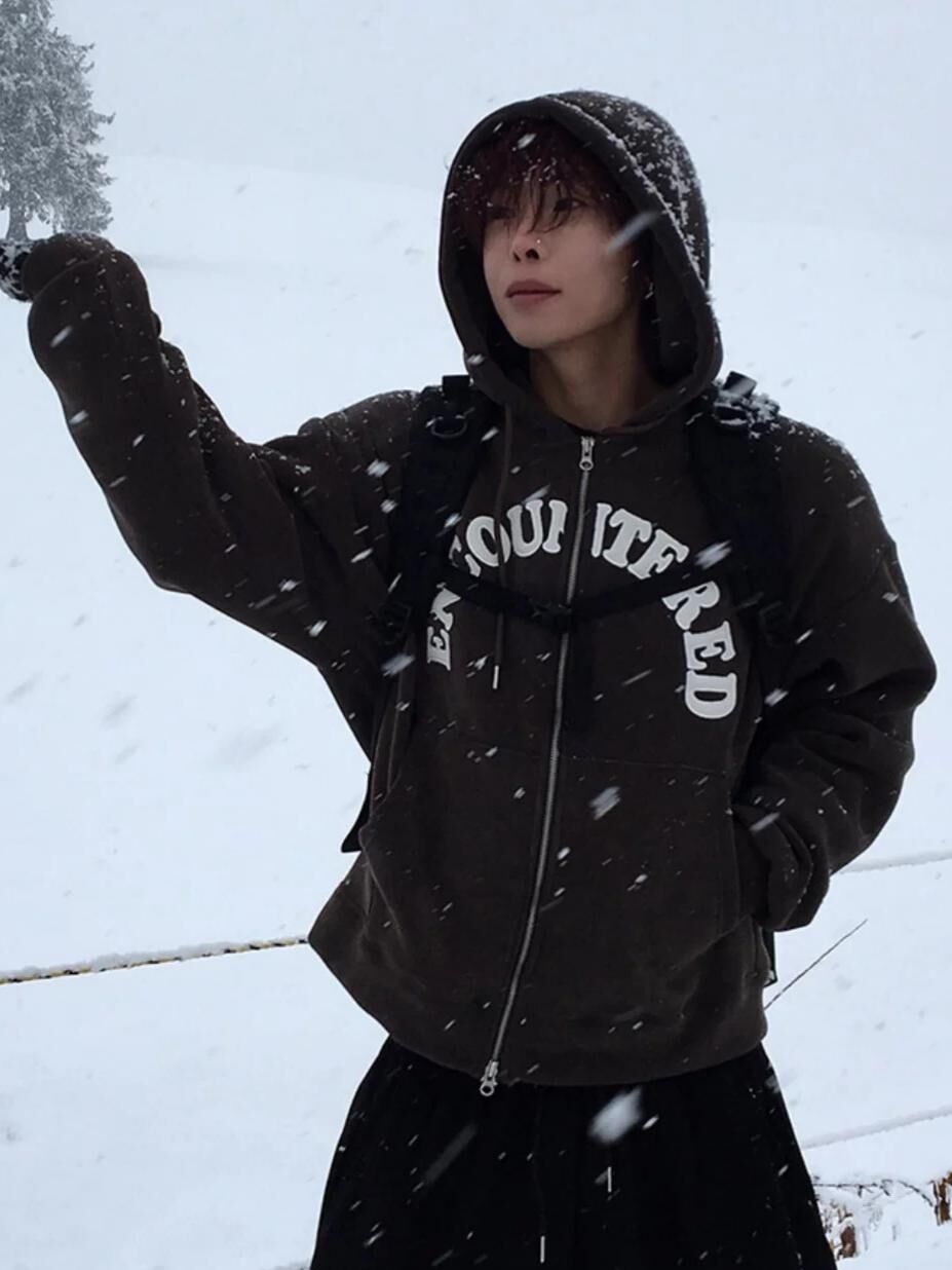 英文字連帽拉鍊外套 GATHER-056JK