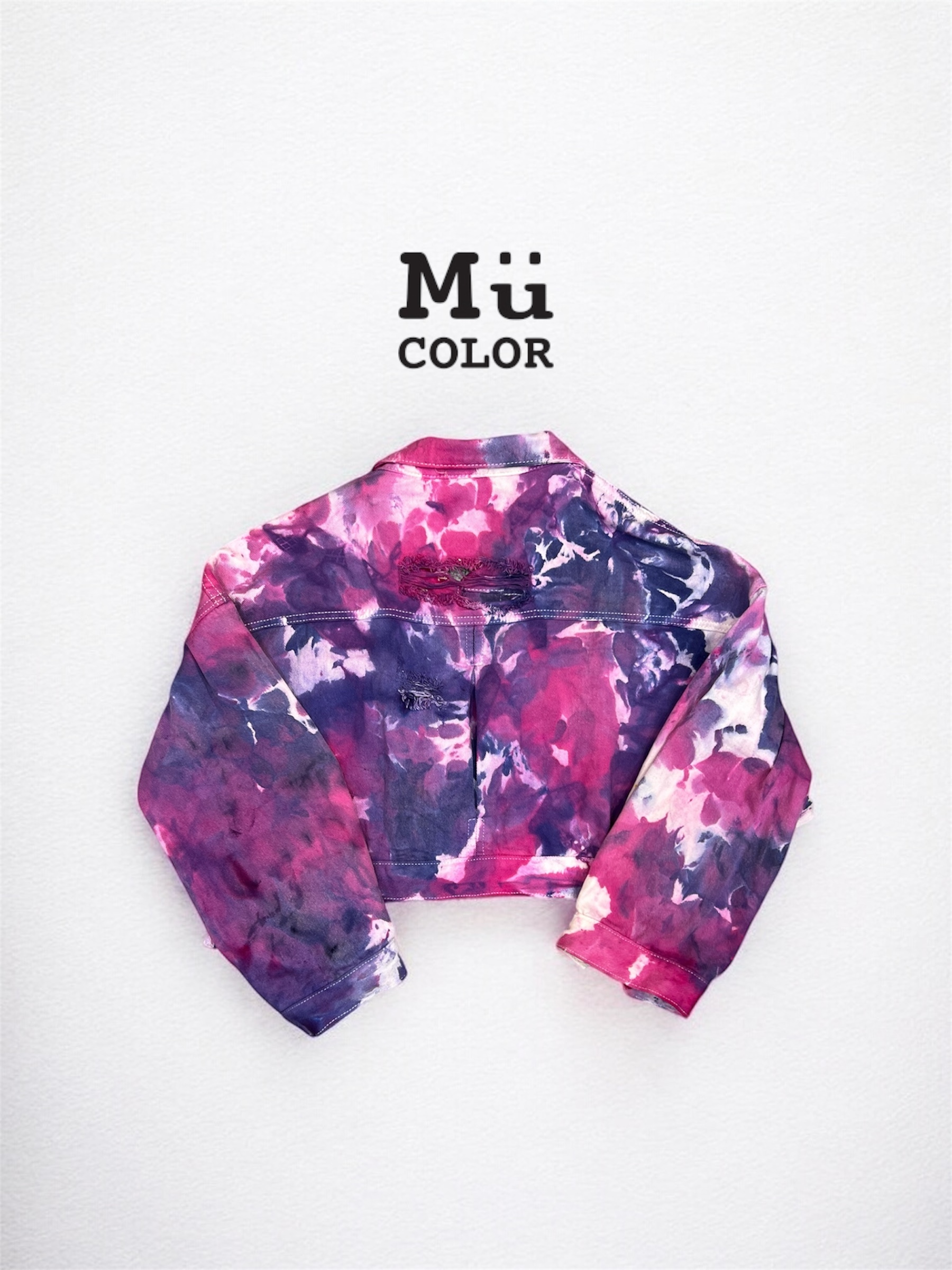 慕慕卡樂 / ice dyed jacket 手染短版牛仔外套 / 梅果紅