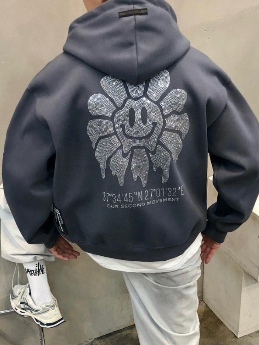 閃石圖案連帽拉鍊外套 2nd-285JK