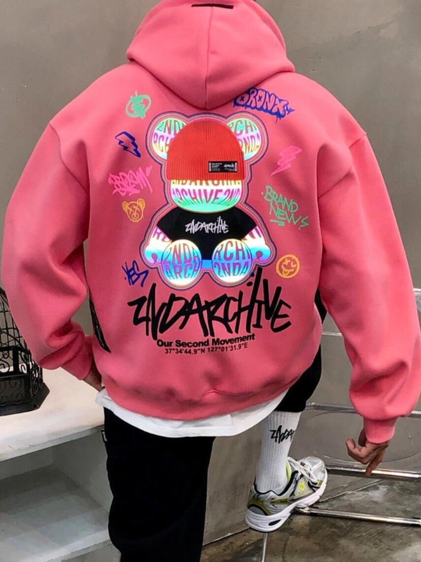 3M熊仔圖案英文字連帽衛衣 2nd-313T