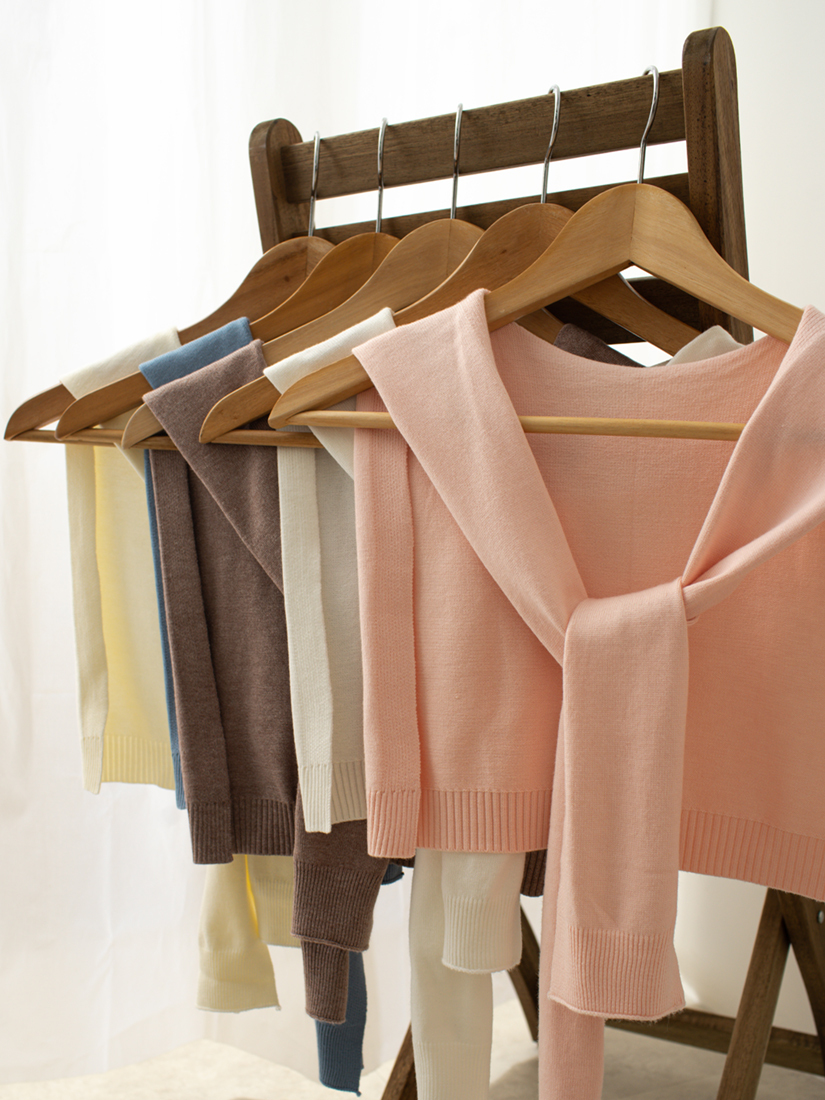 素色百搭針織披肩