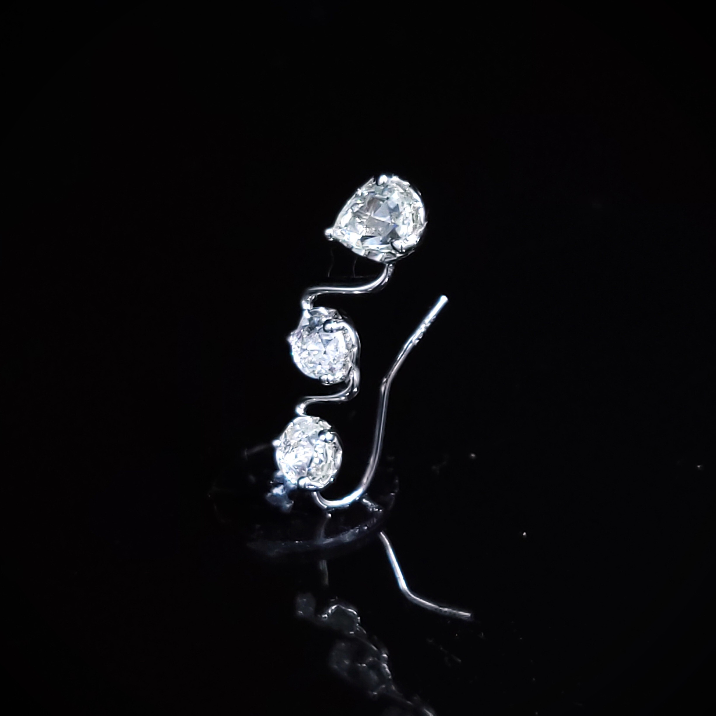 全新18K白金39份鑽石單耳環