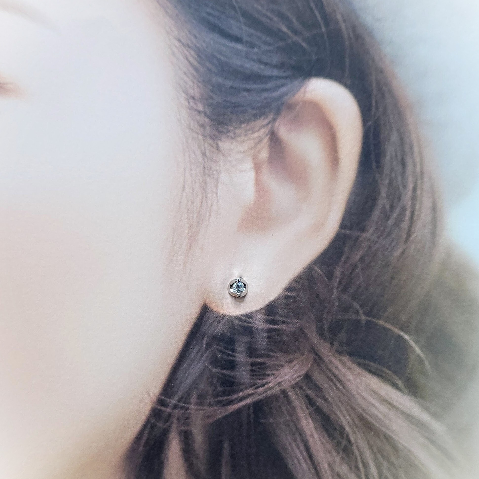 全新18K白金【主石8份鑽石】單耳環