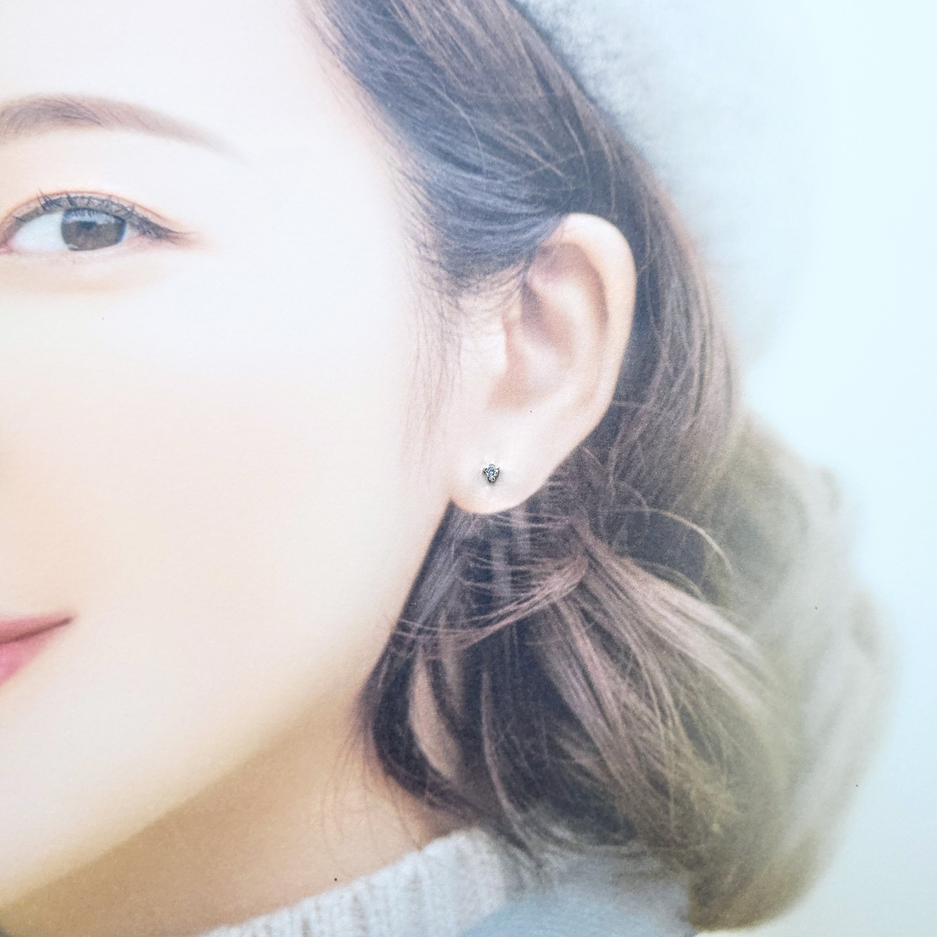 全新18K白金【主石4份鑽石】單耳環