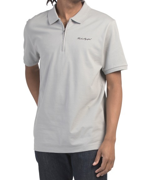 【預購】KARL LAGERFELD PARIS H010964 男裝半拉鏈POLO短袖