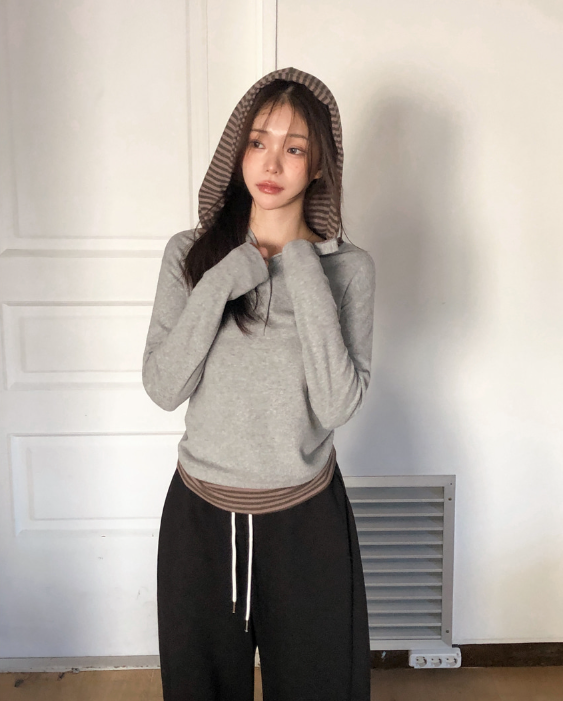 秋冬預訂｜高領條紋LAYER抓絨連帽衫