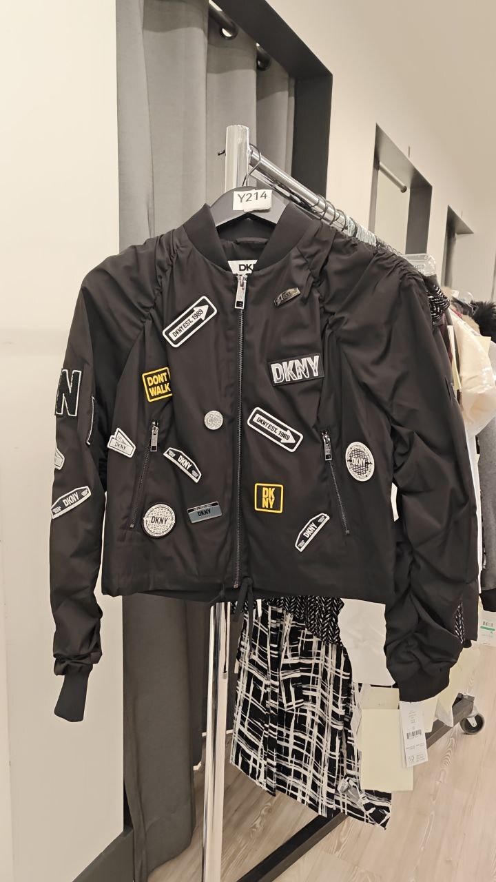 [U] DKNY BLACK WOMEN'S CROPPED EMBELLISHED BOMBER JACKET, P4BCFWPH-BLK (UD214)