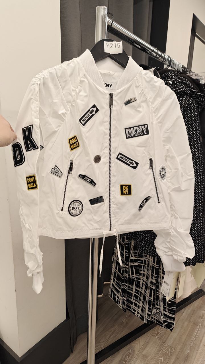 [U] DKNY WHITE WOMEN'S CROPPED EMBELLISHED BOMBER JACKET, P4BCFWPH-WHT (UD215)