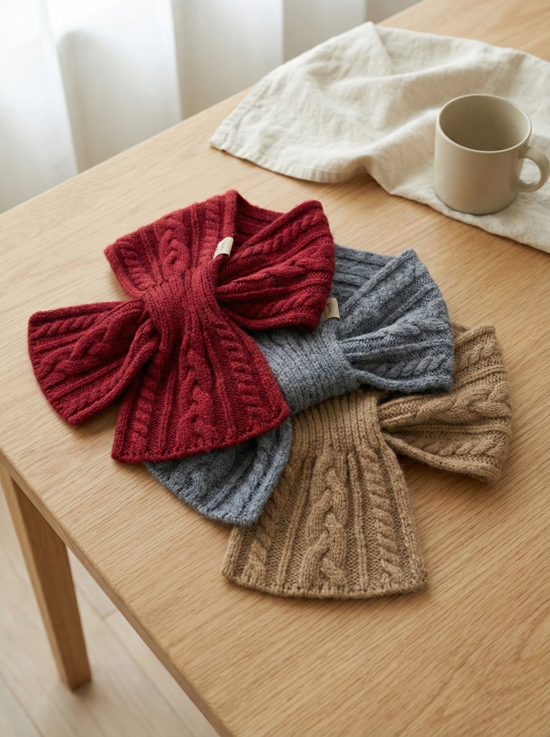 素色羊毛麻花編織圍脖