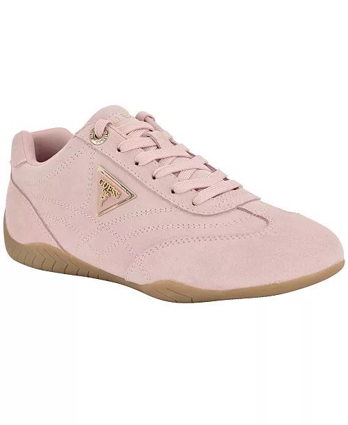 [USW] GUESS PINK GABIEY WOMEN'S SUEDE LACE-UP SNEAKER, UZZ636 (UZZ636)