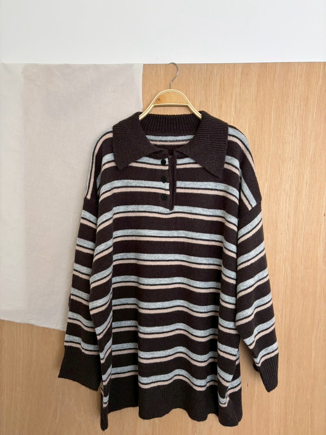 細條紋翻領毛衣(2色)