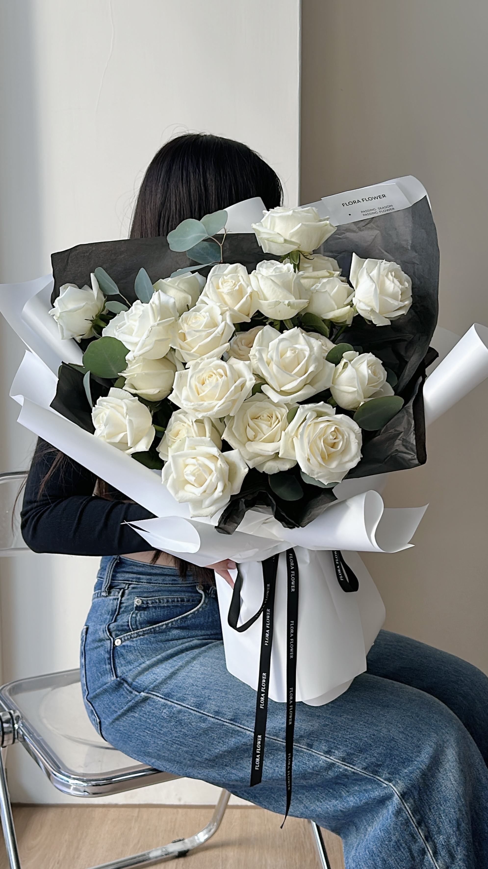 純白玫瑰 鮮花花束