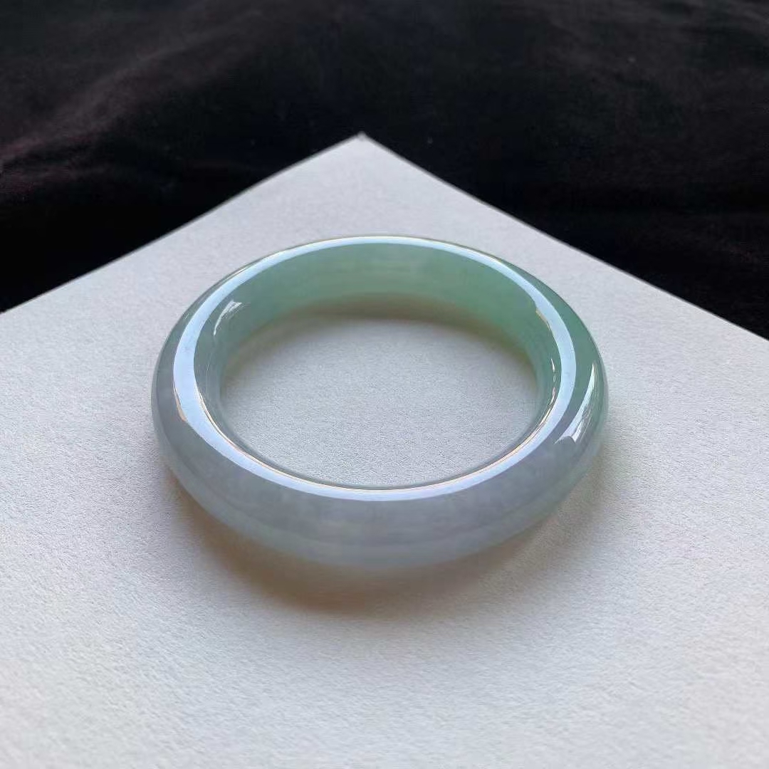 12292345 55.7mm翡翠冰春彩圓條手鐲 (54-56)