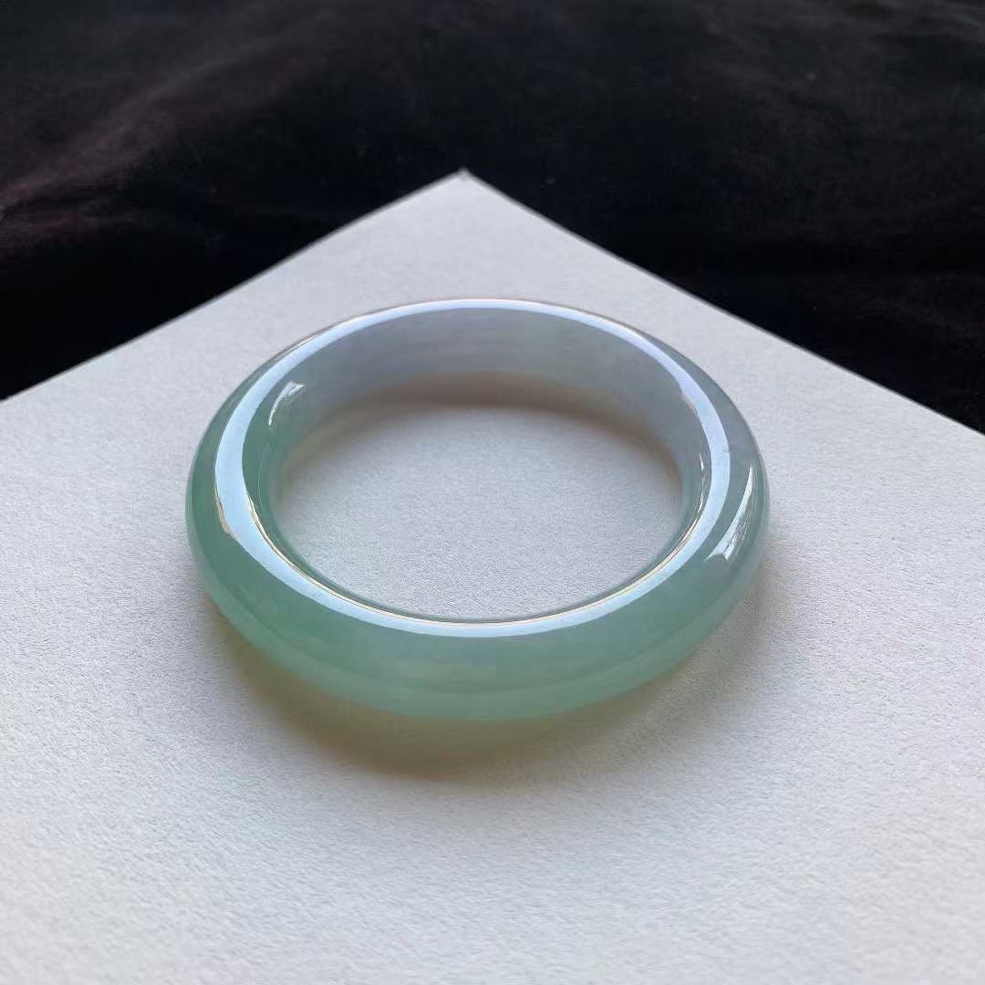 翡翠冰春彩圓條手鐲,天然翡翠A玉, 緬甸玉, Jade, Jadeite