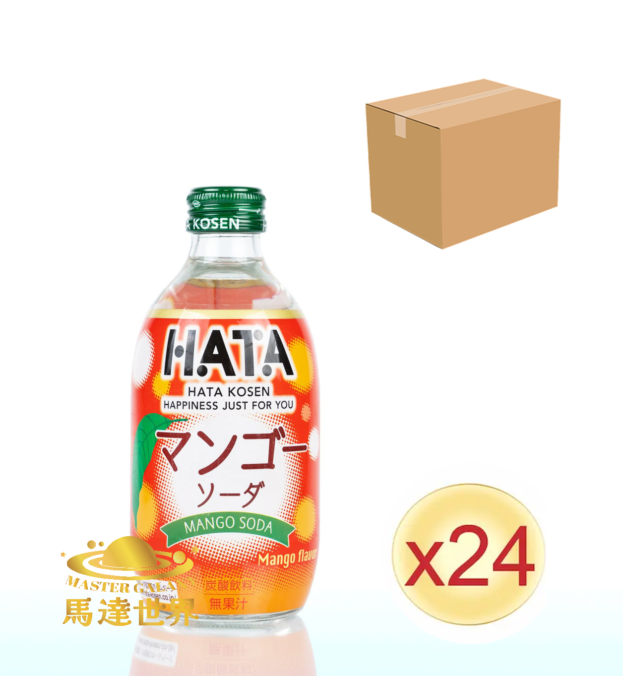 【原箱24支裝】芒果口味瓶裝梳打汽水 300ml 日本直送 此日期前最佳：2026/12/7
