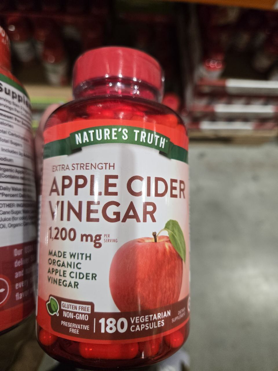 [U] CW NATURE'S TRUTH APPLE CIDER VINEGAR 1200MG, 180 VEGETARIAN CAPSULES, 840093112200 (UCW86)