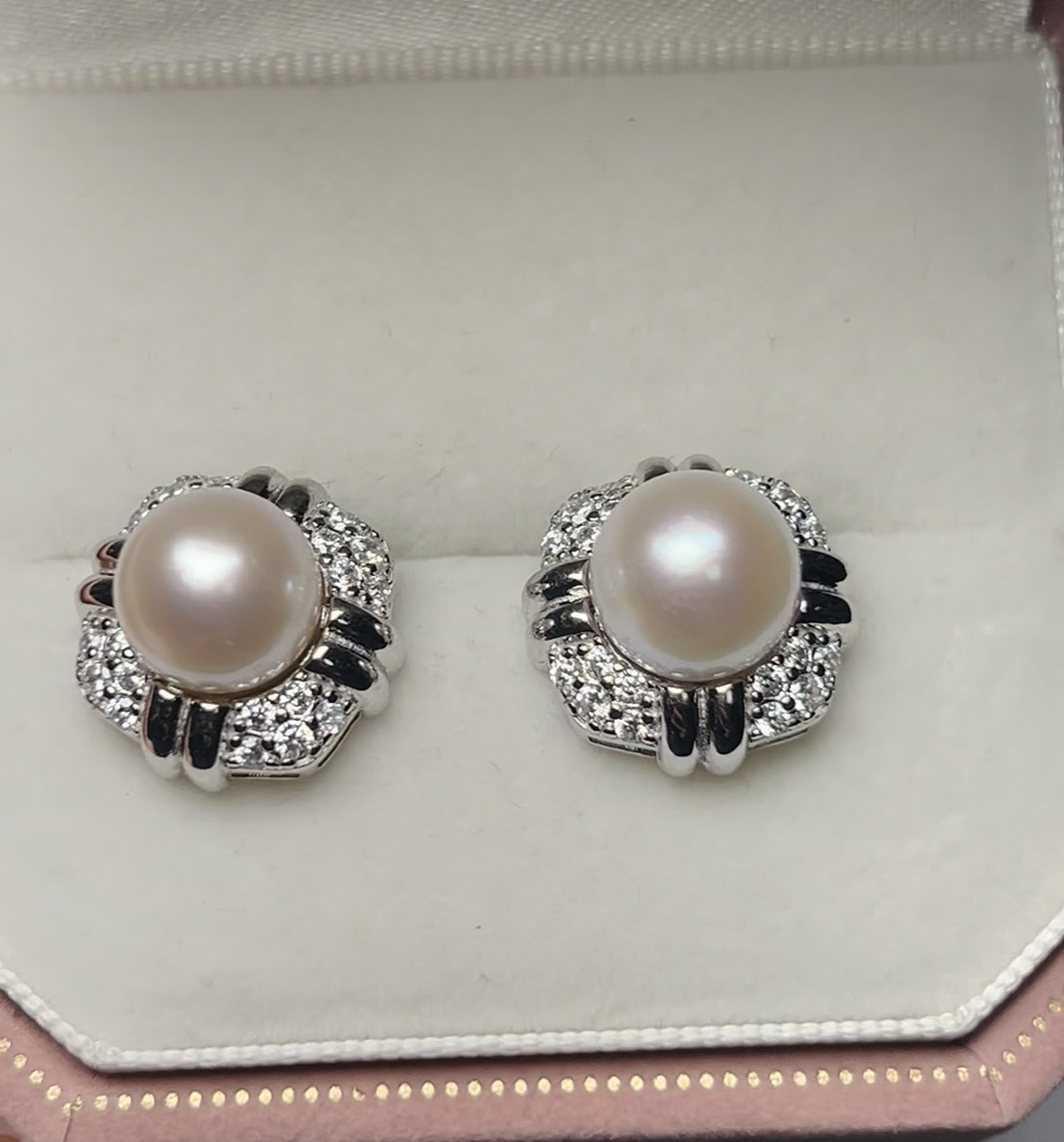 925銀天然淡水珍珠耳釘00