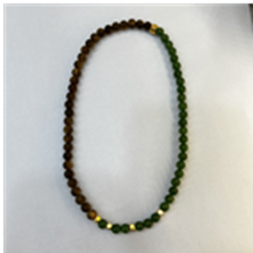 TH039 綠棋手鏈雙圈0.6+碧玉+銀配飾