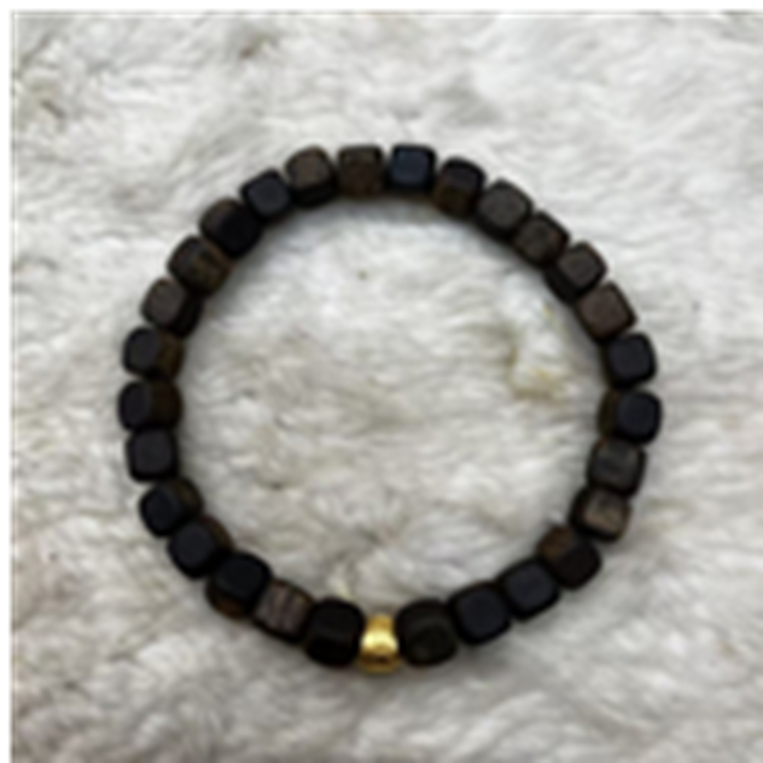 TH045 綠棋手鏈沉水方珠0.6+銀配飾