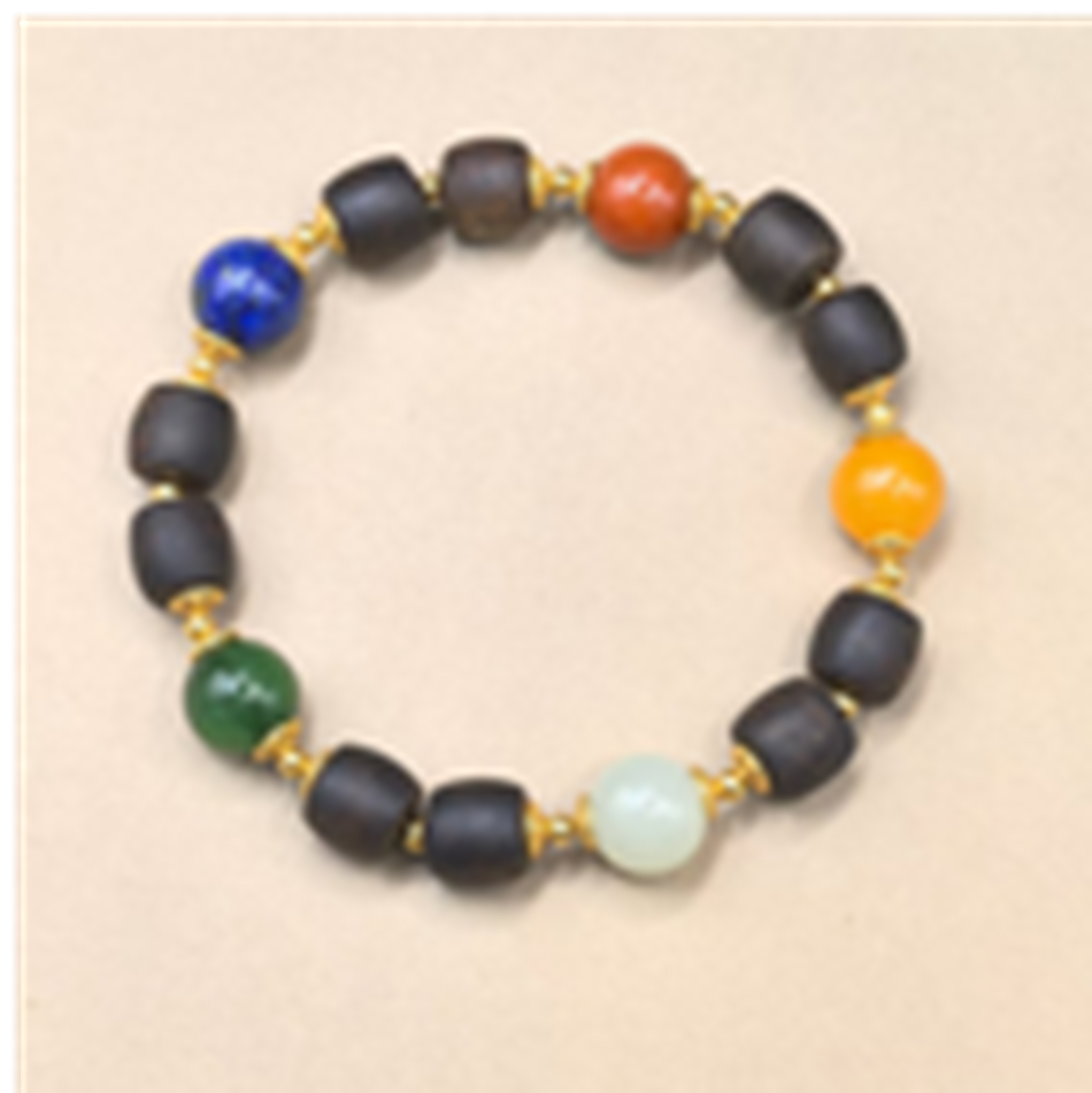 TH067 綠棋手鏈沉水0.8鼓珠+蜜蠟1.0+南紅1.0+和田玉1.0+青金1.0