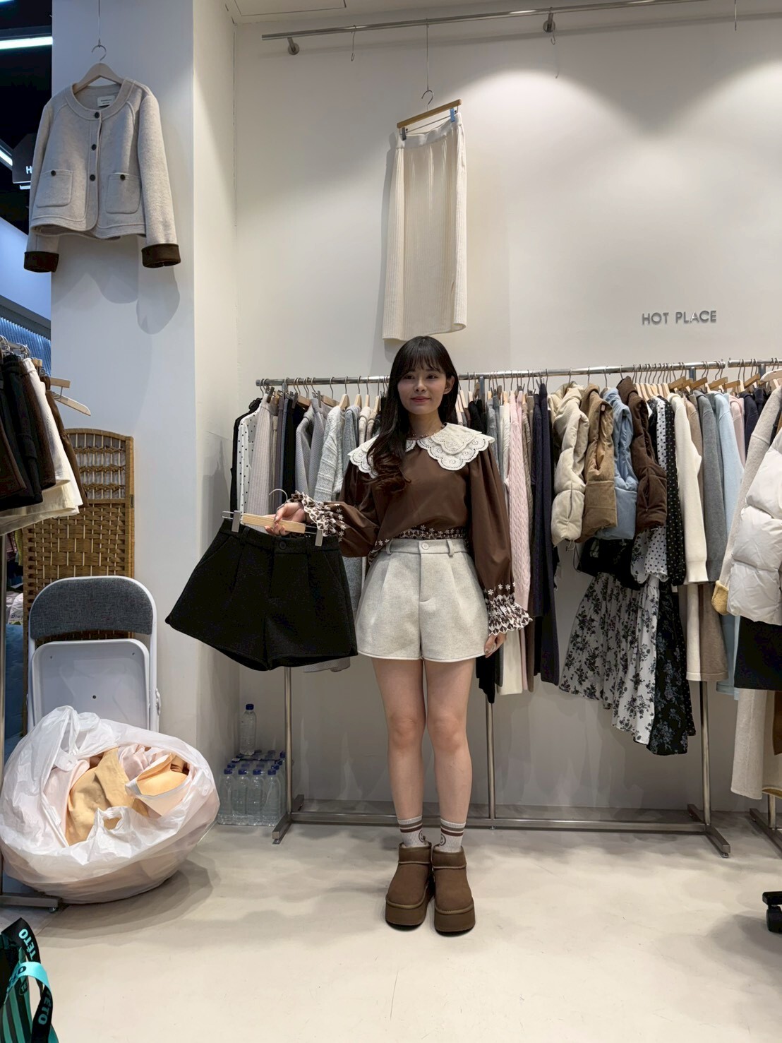 HP5466 後橡筋A字小開衩短褲