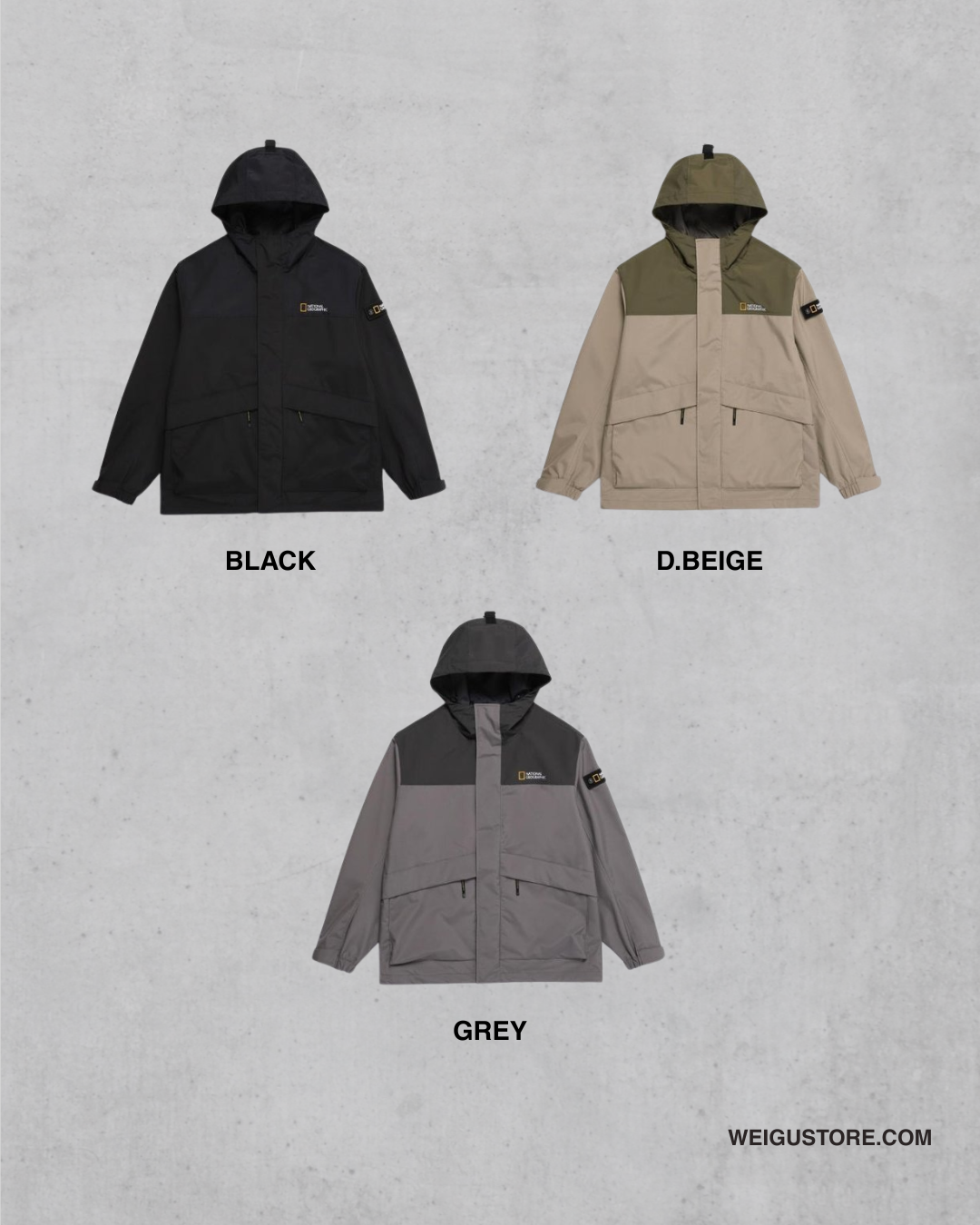 【現貨】National Geographic 刺繡LOGO 拼接撞色連帽外套 N243UJP010