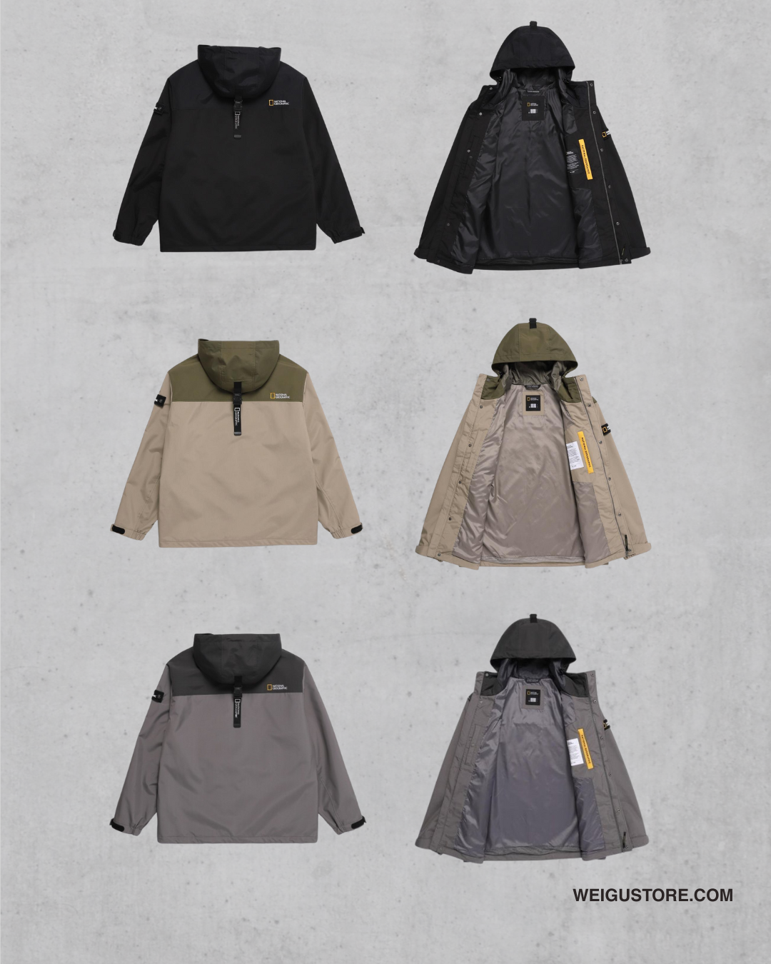 【現貨】National Geographic 刺繡LOGO 拼接撞色連帽外套 N243UJP010