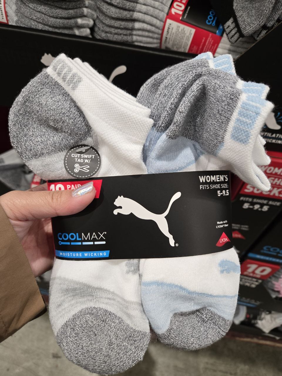 [U] CW PUMA 1489814 10 PAIR NO SHOW WOMEN'S SOCK, 888822104980 (UCW45)