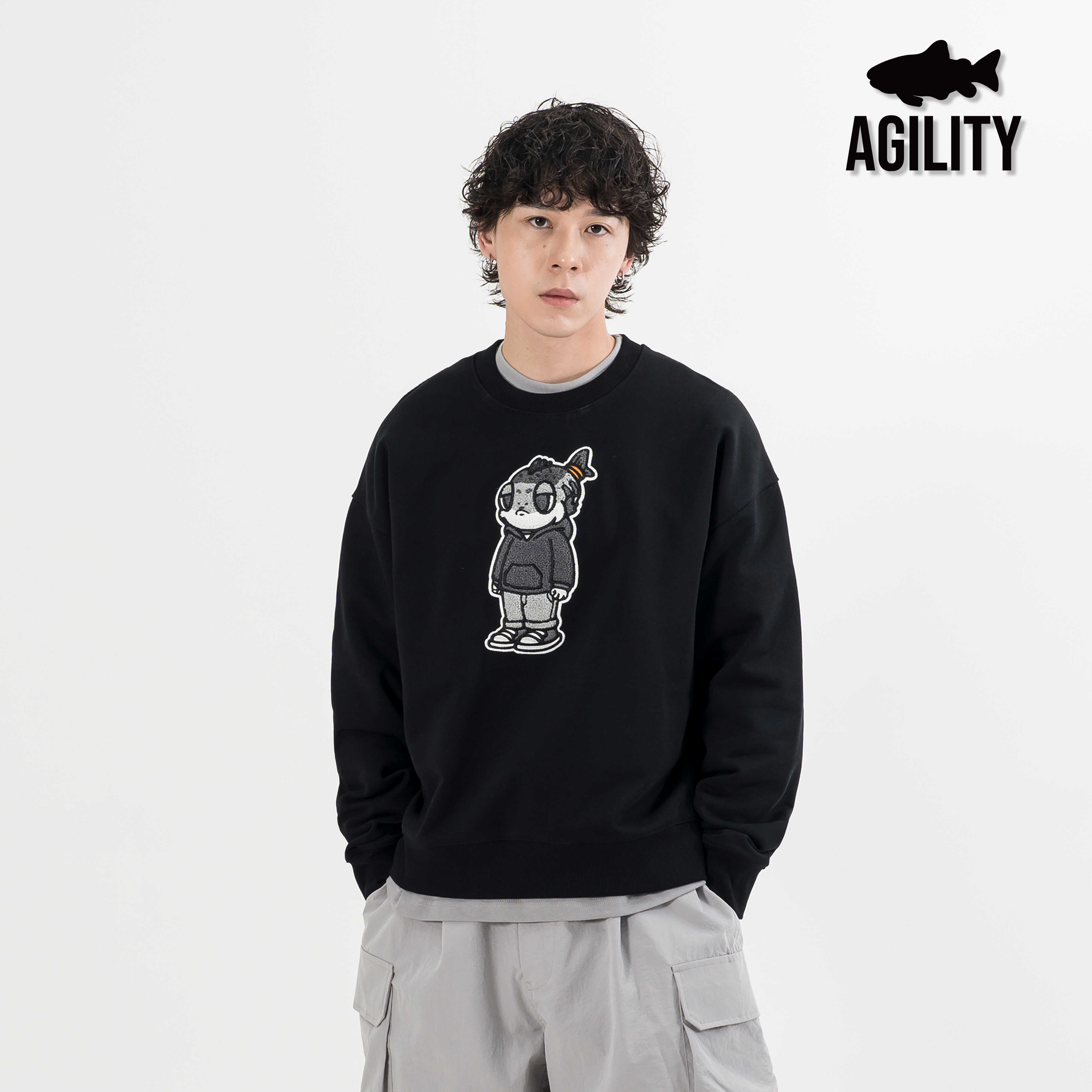 AGILITY Logo Sweater / SYAKEMARU 鮭魚丸刺繡 大學Tee [HC3-SM]