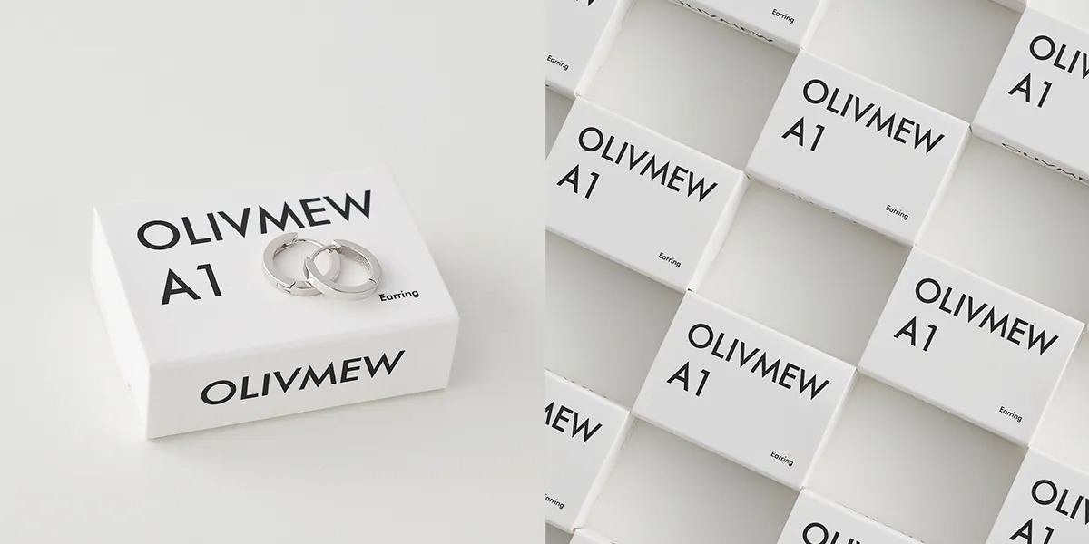 OLIVMEW A1 純銀圈圈耳環 白色包裝盒陳列