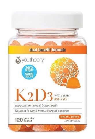 加姐 Youtheory K2D3無糖軟糖 120粒 *滿$899包京東送貨上門* CC129