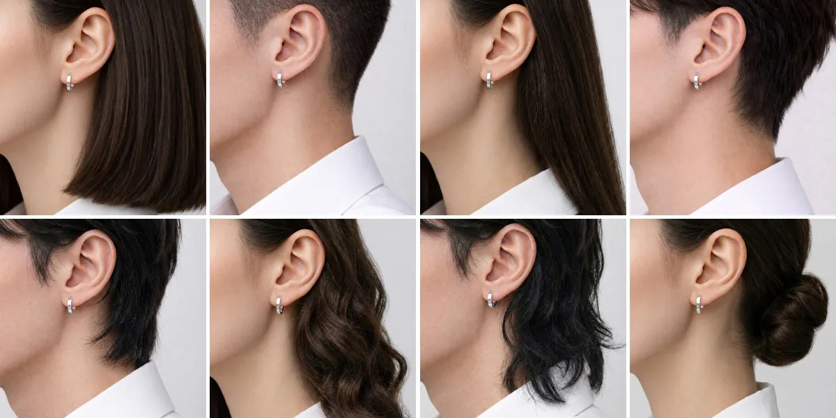 OLIVMEW A1 純銀圈圈耳環 不同髮型與穿著配戴示意