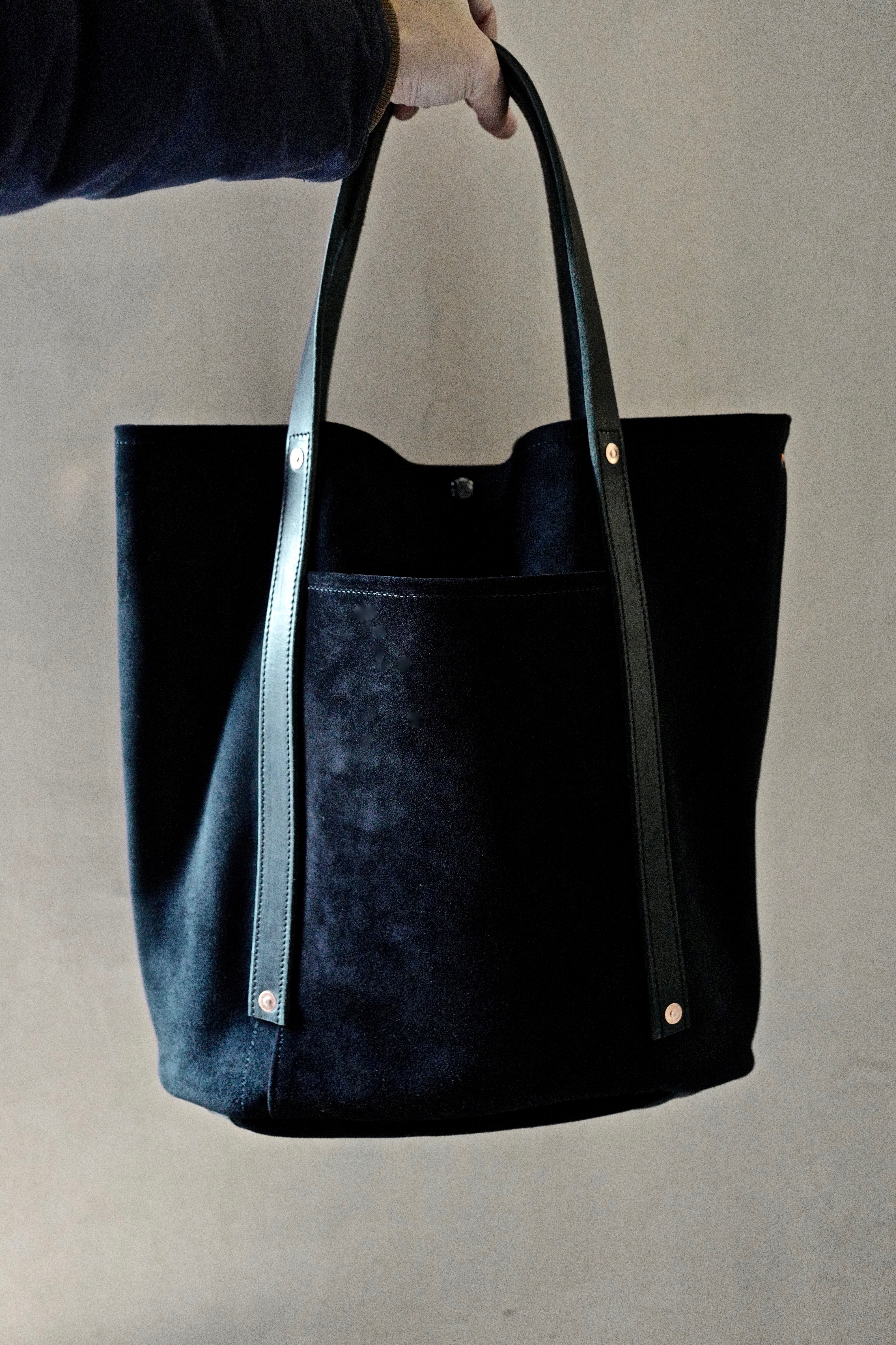 『Faith』S.F.K Type R tote bag in Suede Leather 防水細絨牛麂皮面托特包 /  Deep Black