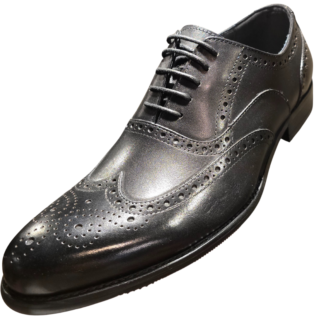 Revic 男裝皮鞋 | OF-33BK｜翼紋 雕花 黑色牛津皮鞋