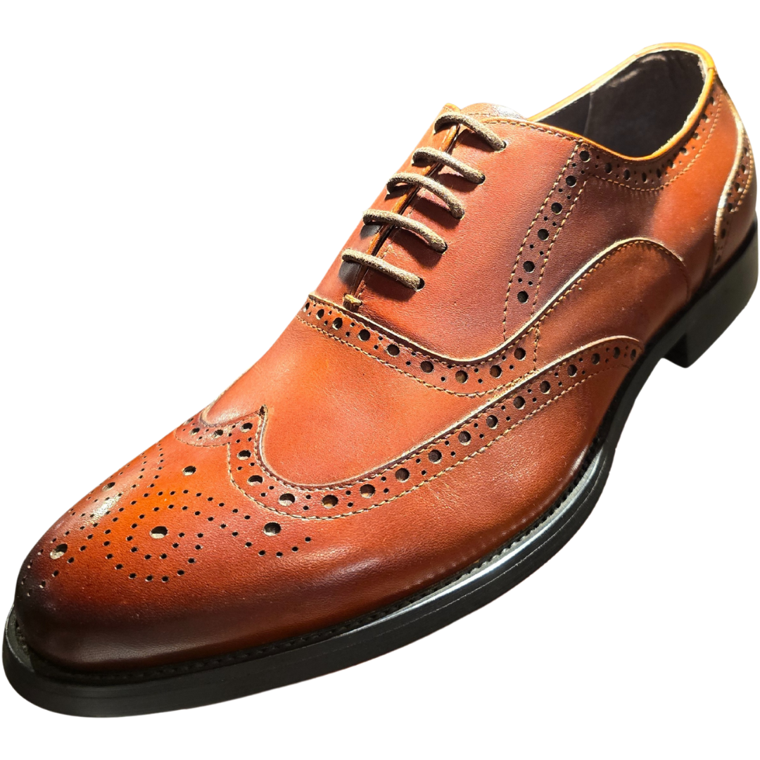 Revic 男裝皮鞋 | OF-33 | 棕色翼紋雕花牛津皮鞋