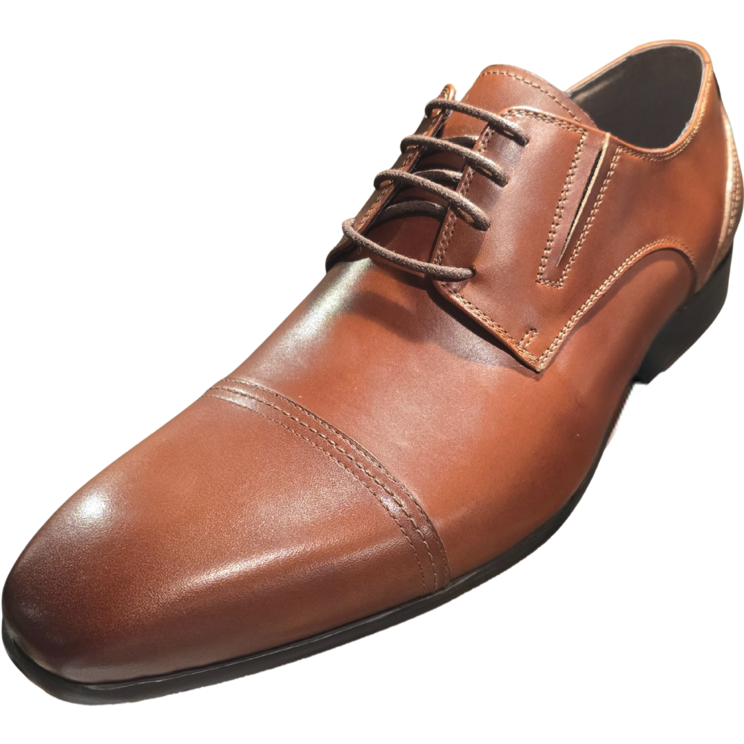 Revic 男裝皮鞋 | OF-27BR | 啡色橫紋德比皮鞋