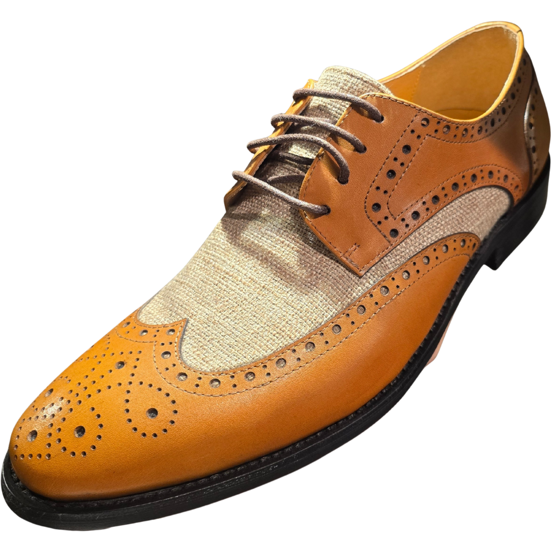 Revic 男裝皮鞋 | OF-21 |  啡色翼紋德比皮鞋