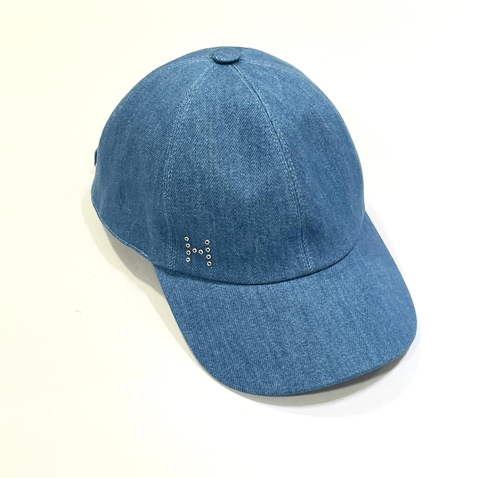 全新HERMES CAP TESS PIERCE H251075N 6L57, 58碼, 愛馬士藍色牛仔布鴨舌帽 #BRAND NEW #香榭站正品