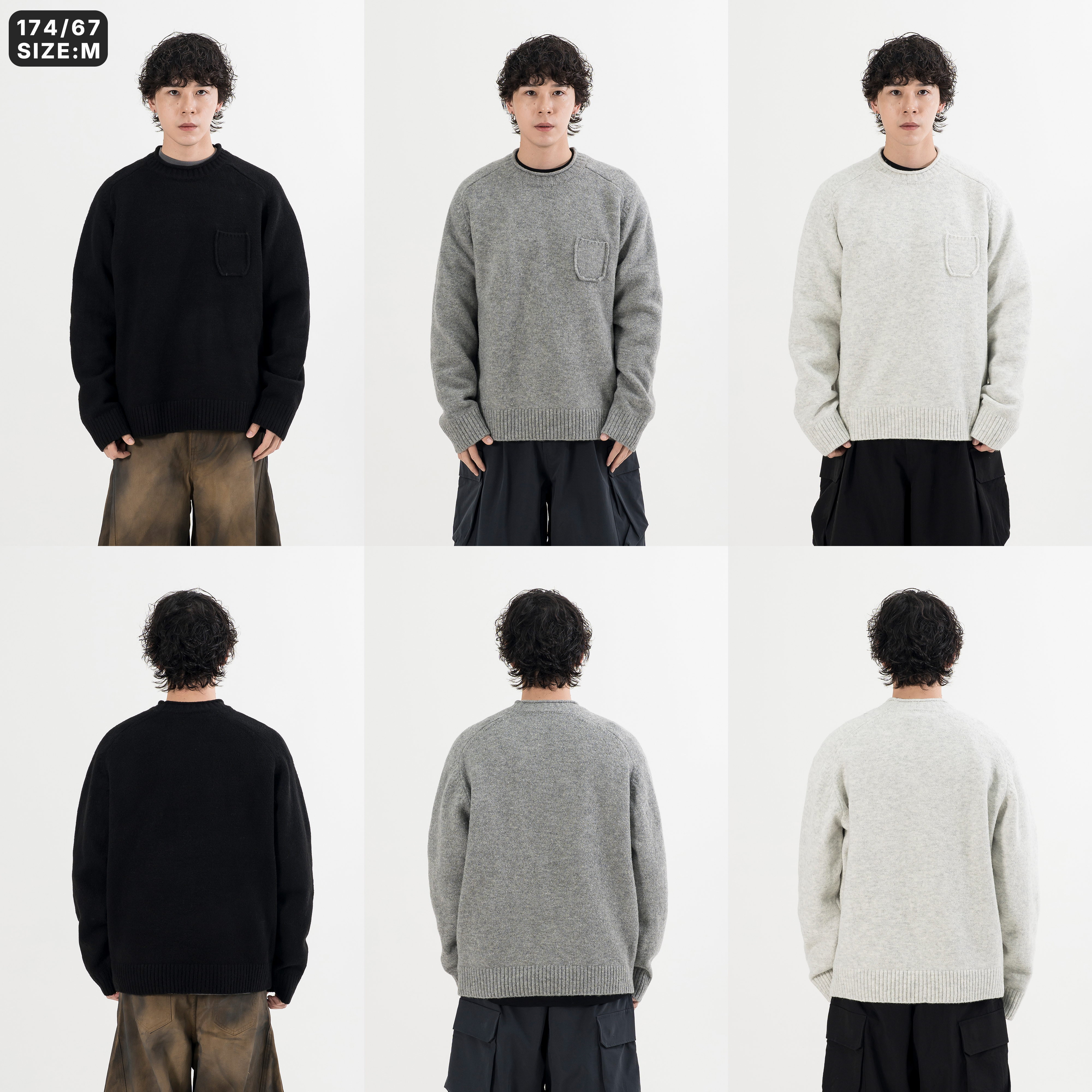 Pocket Wool Knit Sweater 羊毛 圓領毛衣 [S077]