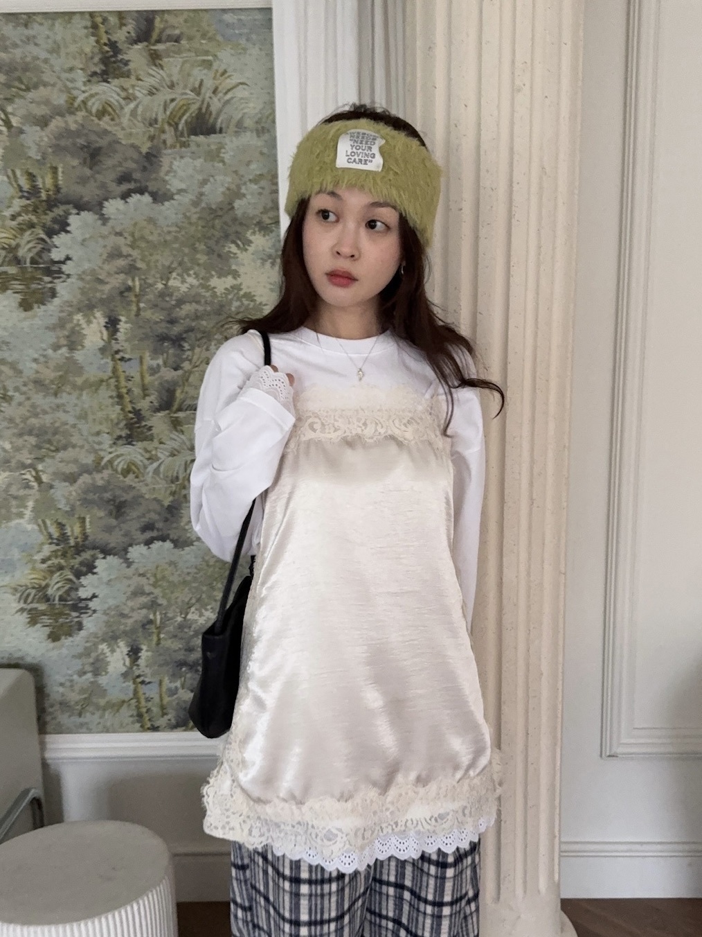 J10/ 蕾絲側透膚細肩短洋裝上衣