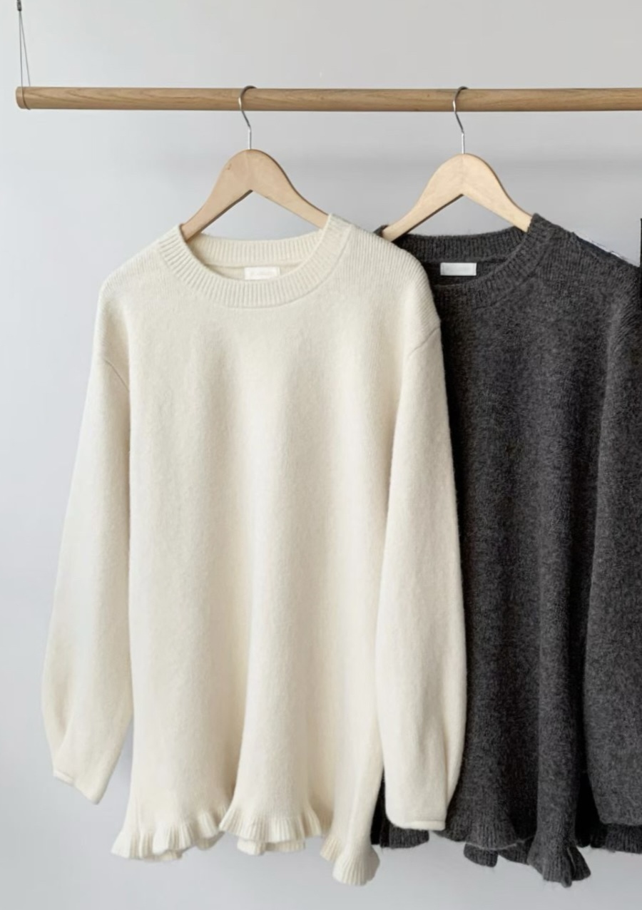 #228N677 心心眼，輕輕的ruffle邊針織短ops/上衣