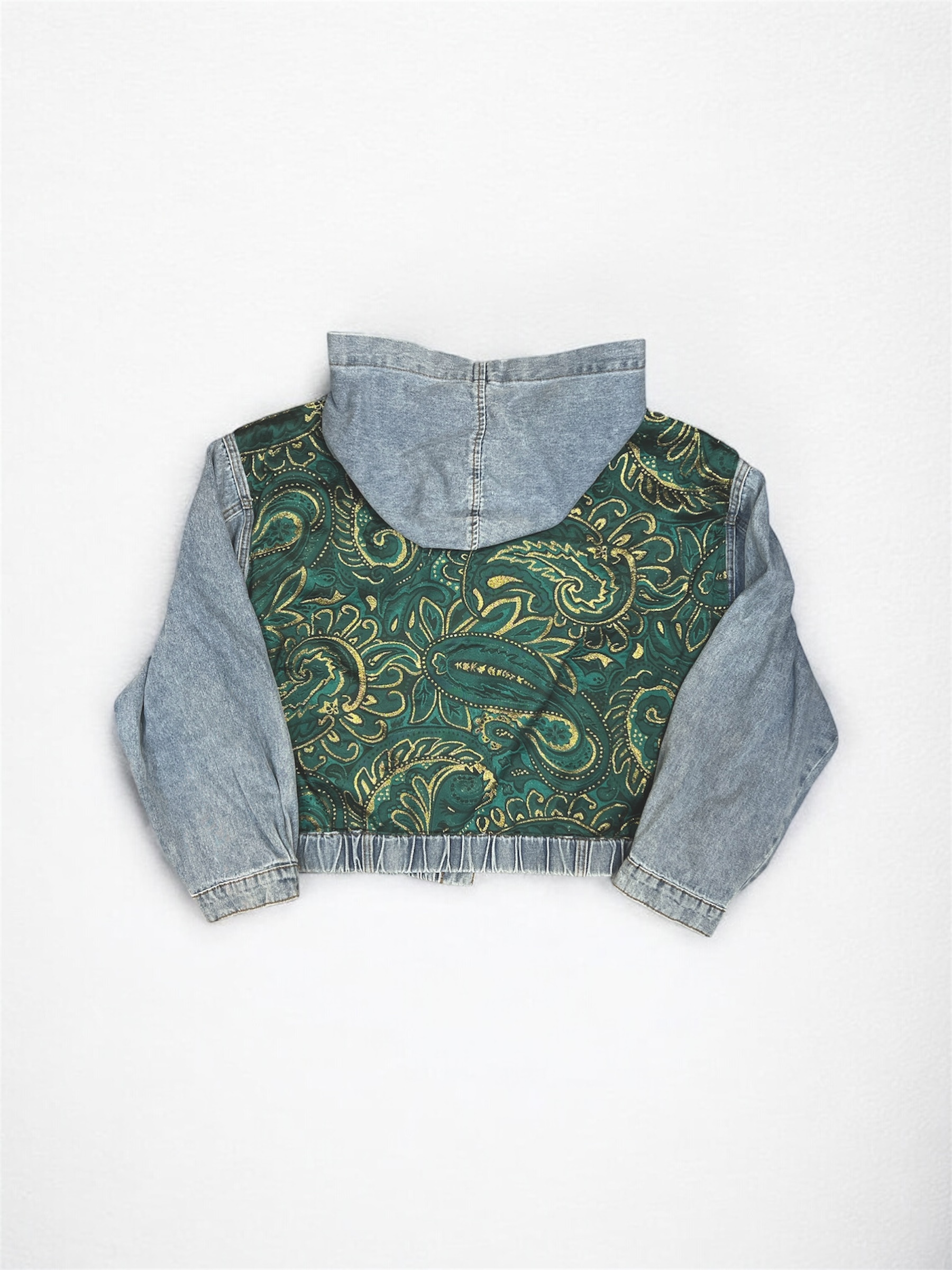 Annstudio / 連帽圖片拼接丹寧外套 / 大帽款