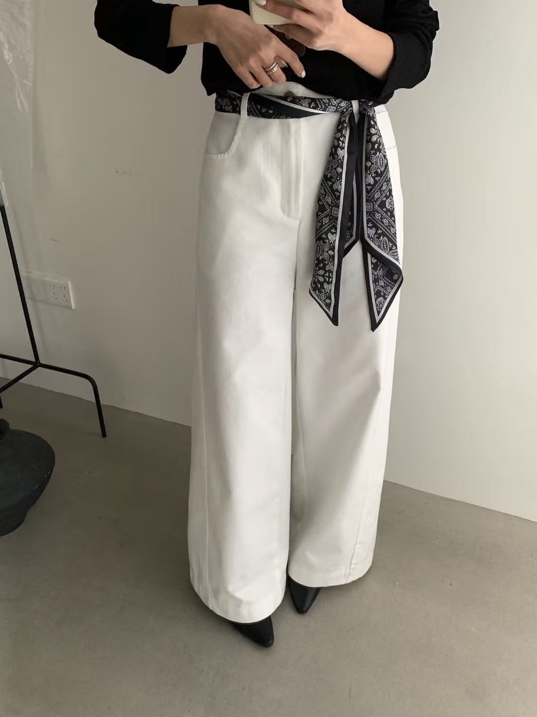 棉寬褲+絲巾腰帶 RCR2653