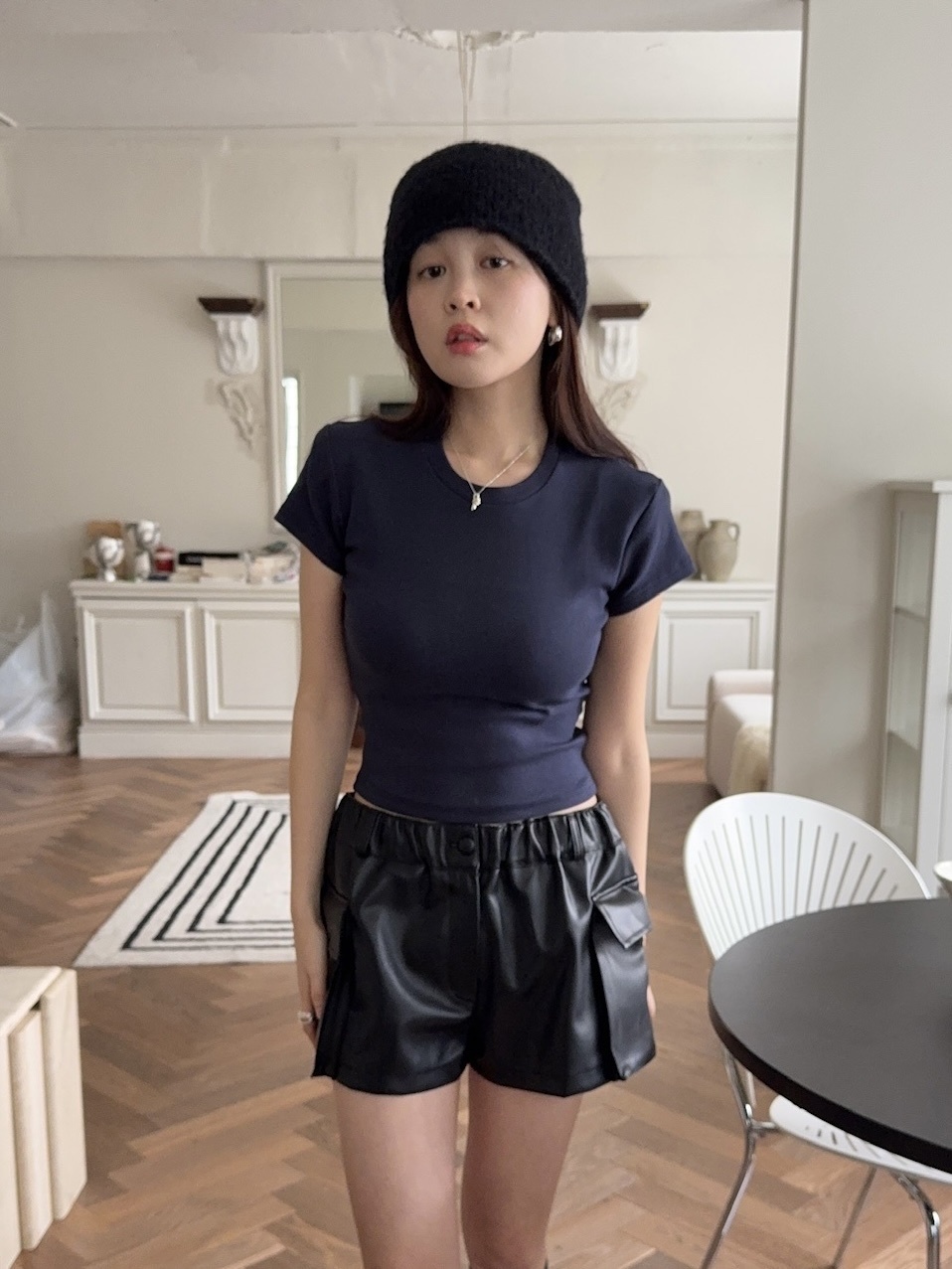 J17/ 工裝口袋皮革短褲