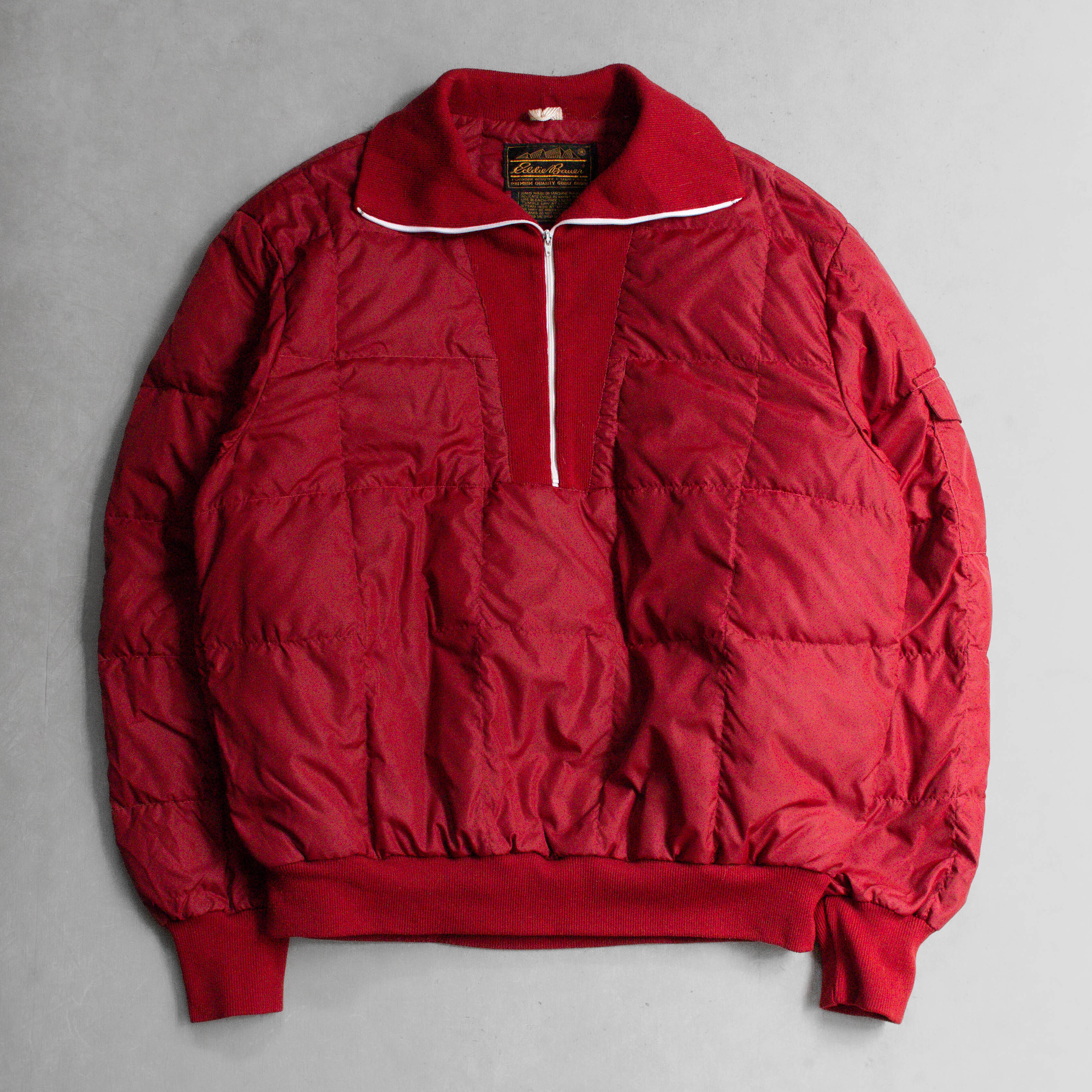 70-80S EDDIE BAUER DOWN PULLOVER 美國 酒紅 高領 羽絨 套頭 外套