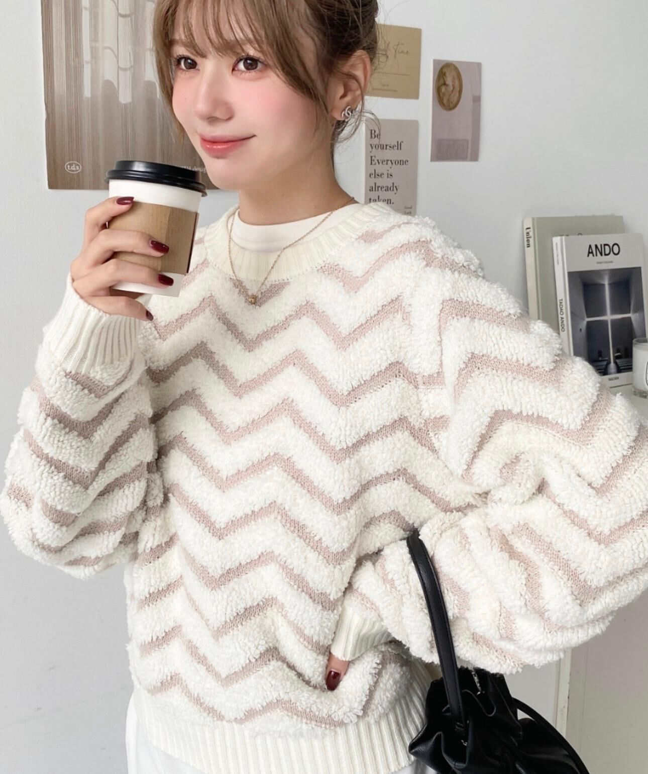 【預購】JN011003 Moment 人字紋提花針織上衣